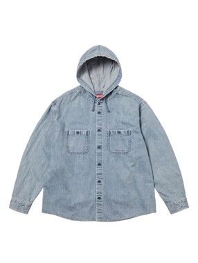 Supreme Denim Hooded Shirt Washed Indigo Jacket SS25